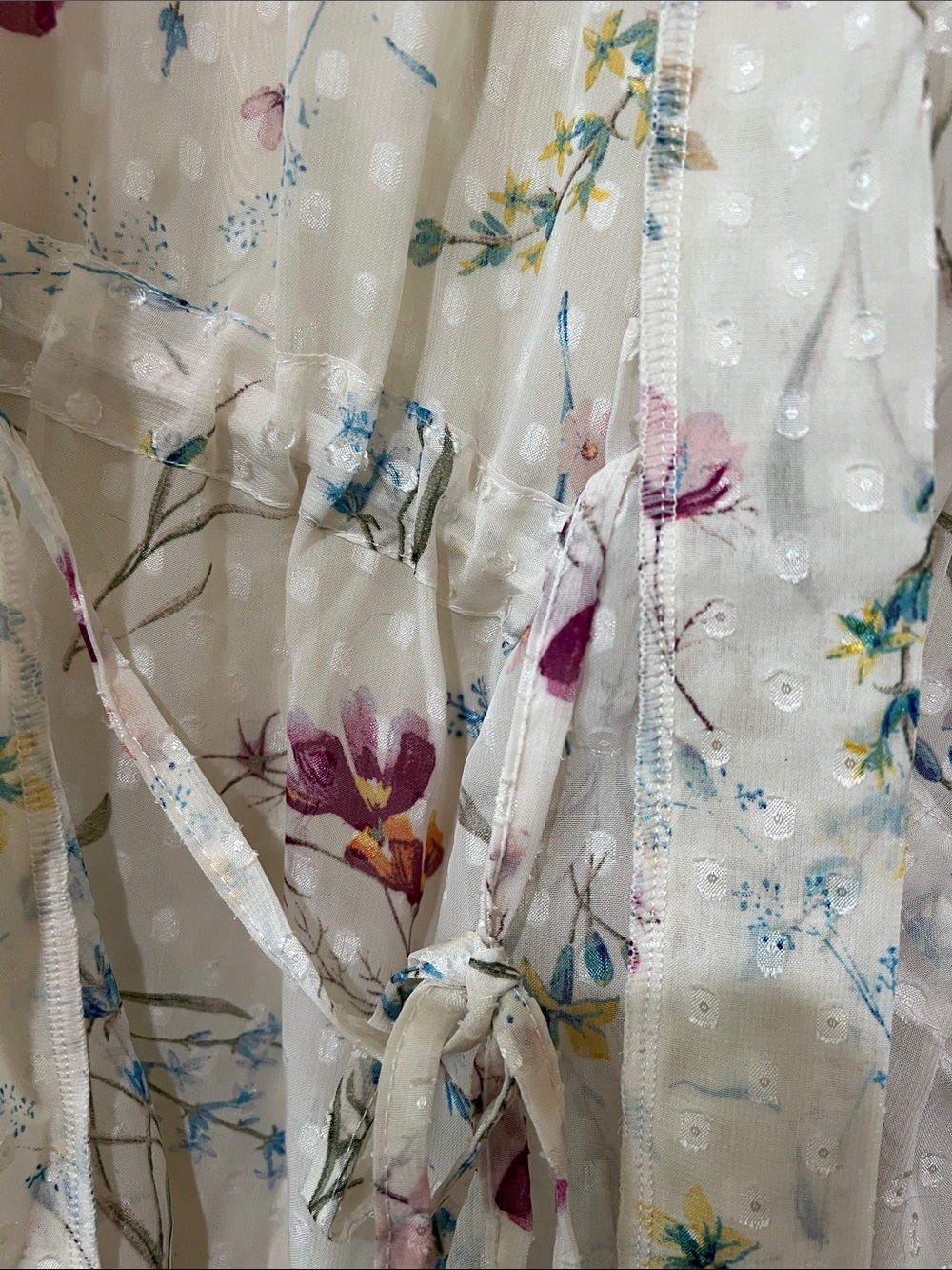 Source Unknown White Floral Sheer Swim Coverup H154 - Picture 4 of 7